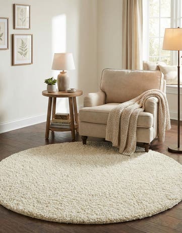 7' 10 x 7' 10 Solid Shag Round Rug