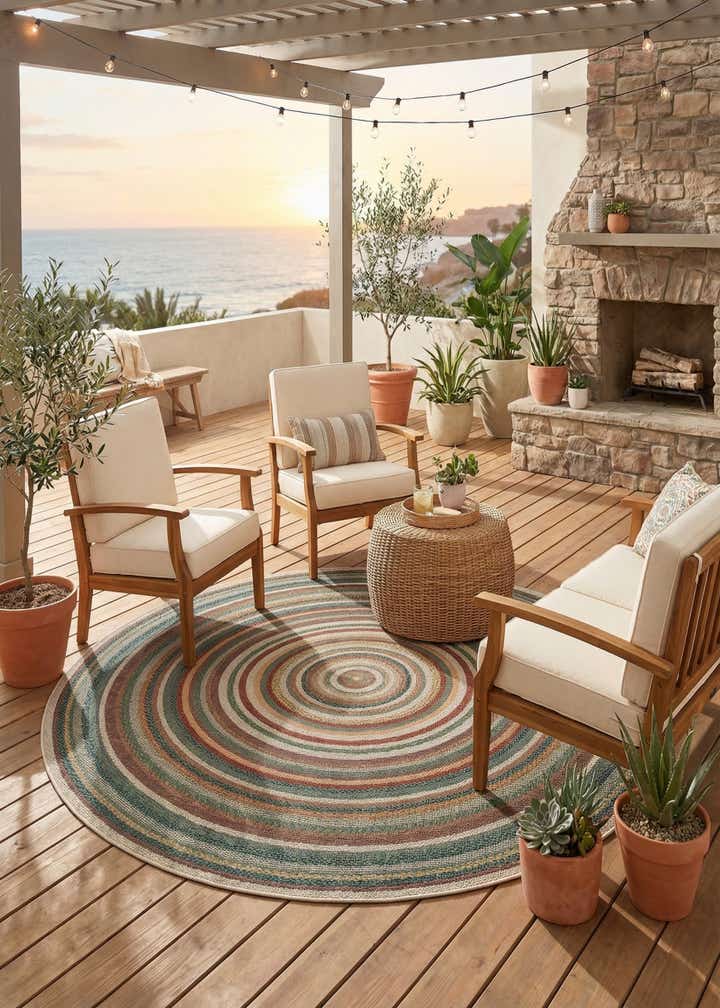 7' x 7' Easy-Clean Baja Indoor / Outdoor Round Rug