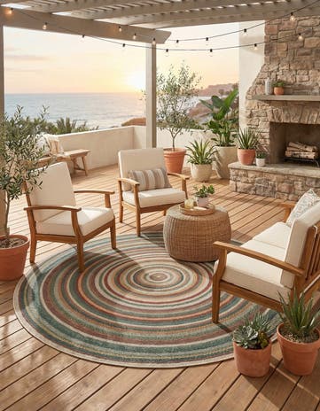 7' x 7' Easy-Clean Baja Indoor / Outdoor Round Rug