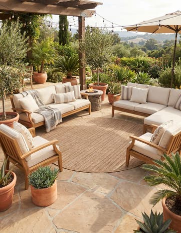 7' 10 x 7' 10 Easy-Clean Border Indoor / Outdoor Round Rug