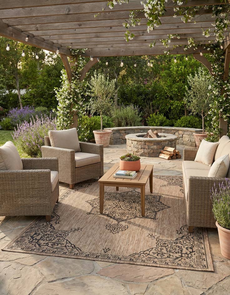Detail image of 5' 3 x 8' Easy-Clean Traditional Indoor / Outdoor Rug