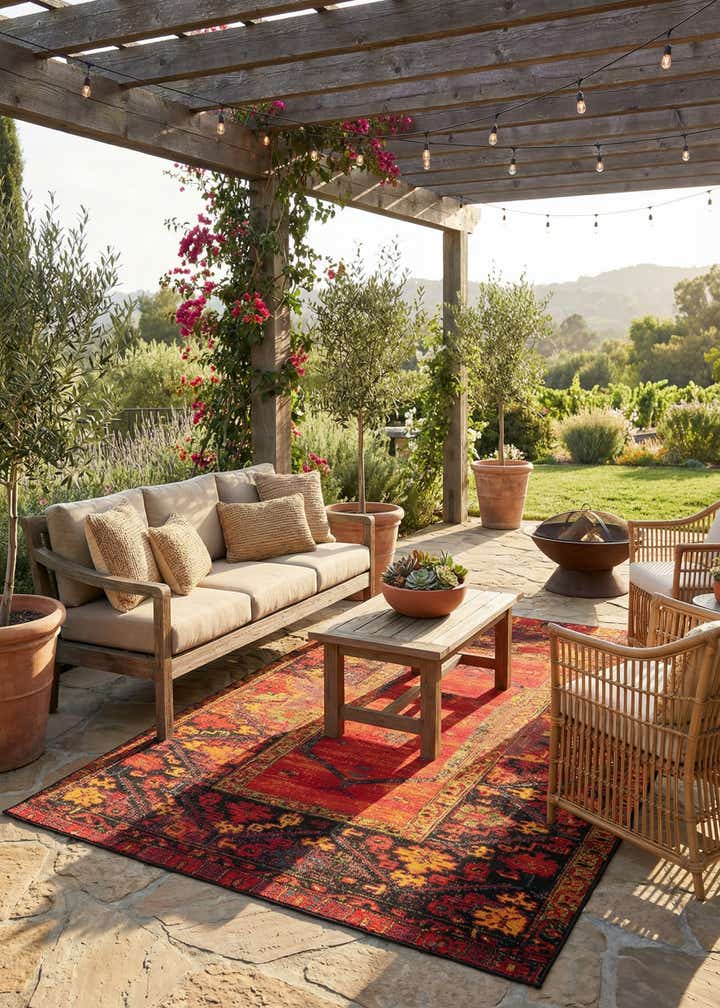 5' 3 x 8' Easy-Clean Tribal Indoor / Outdoor Rug