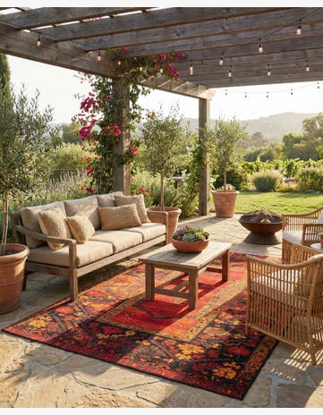 Easy-Clean Tribal Indoor / Outdoor Rug