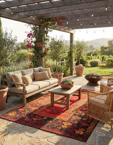 Easy-Clean Tribal Indoor / Outdoor Rug