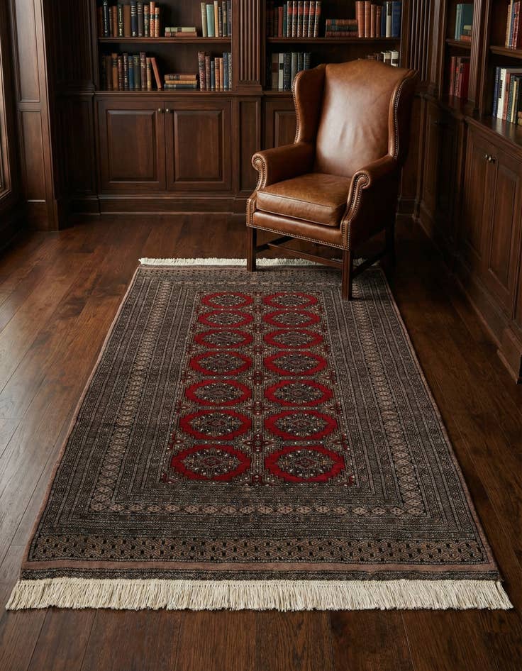 Detail image of 4' 3 x 6' 2 Hand Knotted Bokhara Oriental Wool Rug