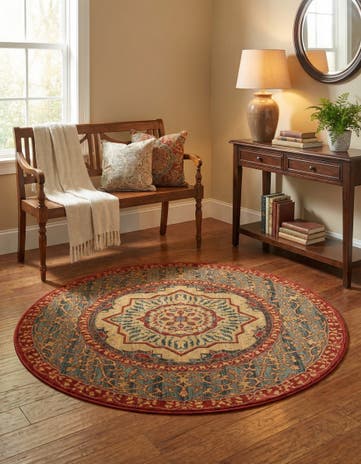 Navy Blue Mamluk Round Rug