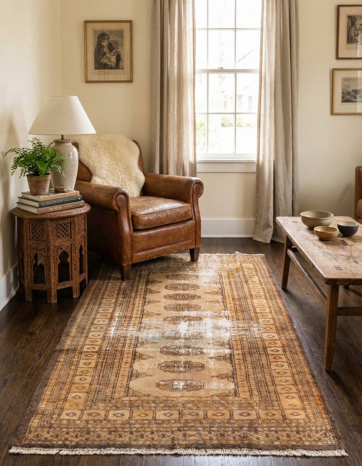 Detail image of 3' 1 x 5' 1 Hand Knotted Torkaman Persian Wool Rug