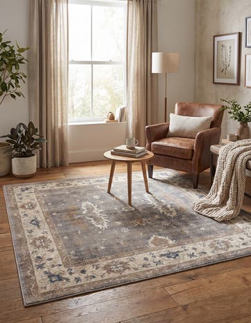 Gray Viola Square Rug
