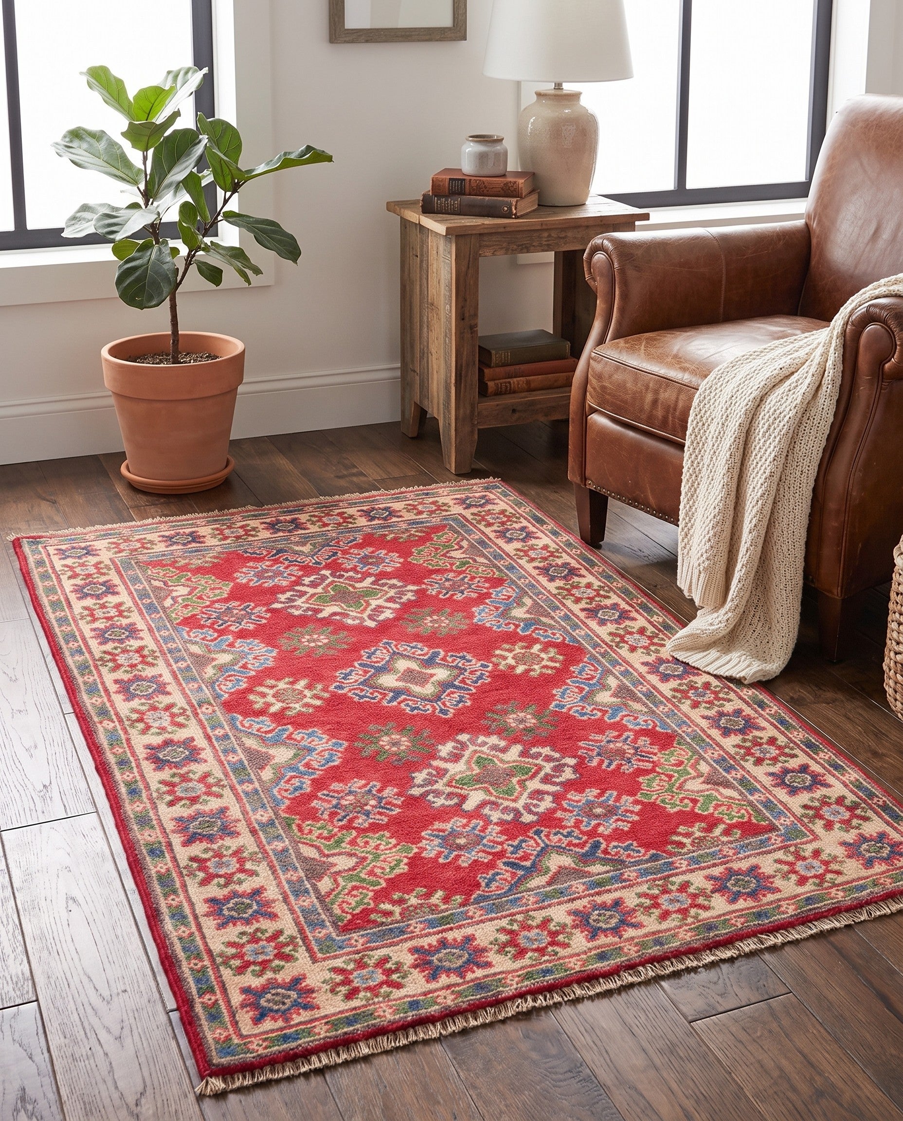 2' 7 x 4' Hand Knotted Kazak Rug
