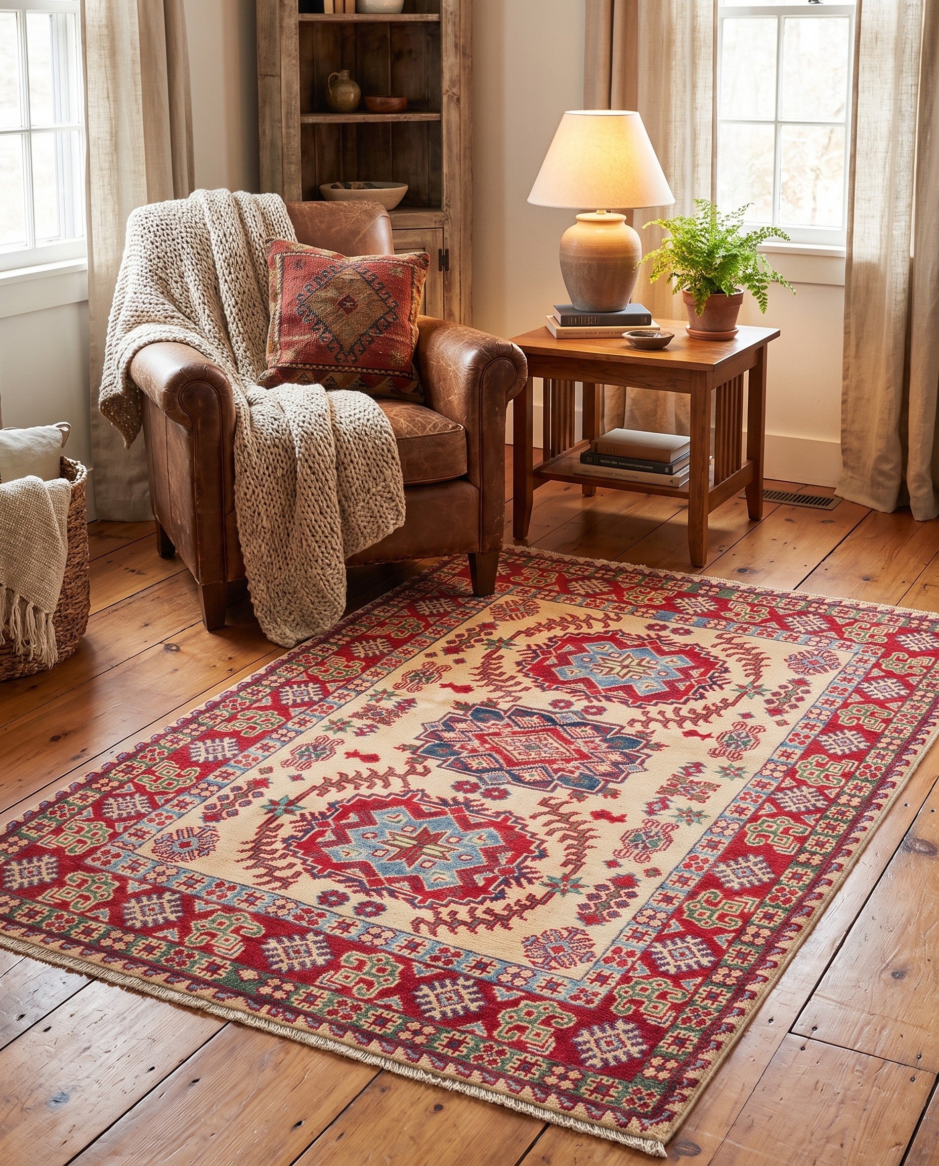 3' 4 x 5' 1 Hand Knotted Kazak Rug