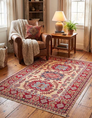 3' 4 x 5' 1 Hand Knotted Kazak Rug
