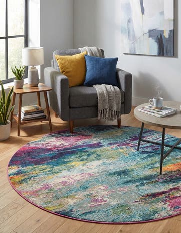5' 3 x 5' 3 Washable Theia Round Rug