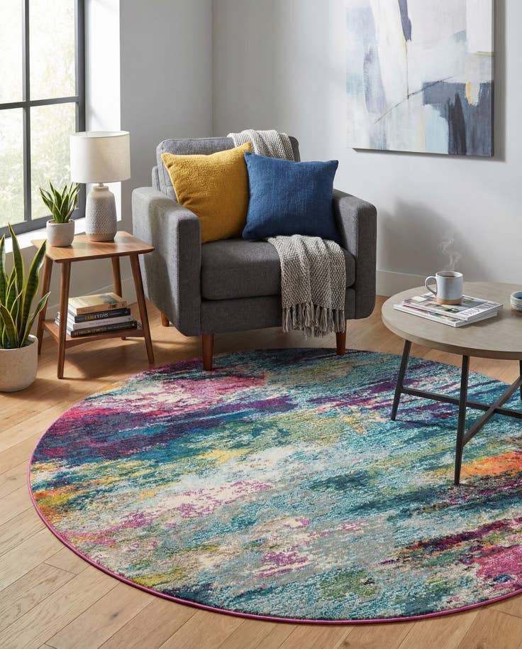 Detail image of 5' 3 x 5' 3 Washable Theia Round Rug