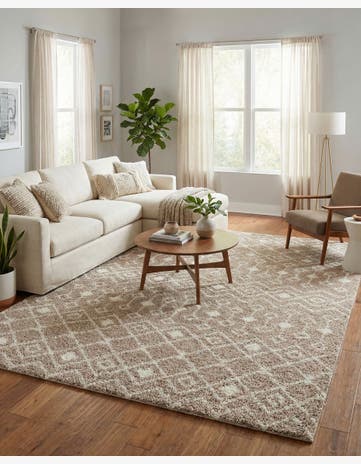 Light Brown Moroccan Trellis Shag Rug