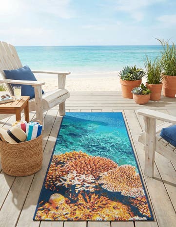 2' x 6' Easy-Clean Coastal Indoor / Outdoor Runner Rug