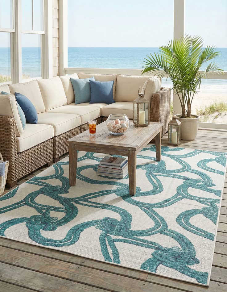 Detail image of 7' 10 x 10' Washable Coastal Indoor / Outdoor Rug