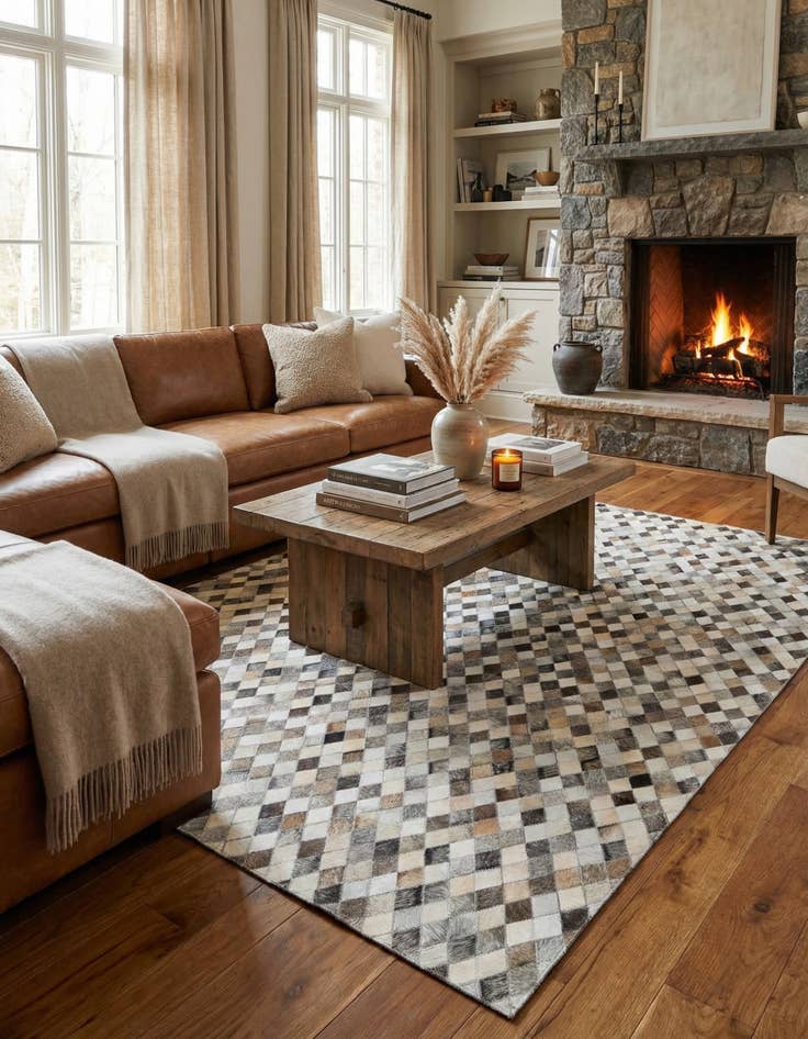 Detail image of 5' x 8' Cowhide Leather Rug