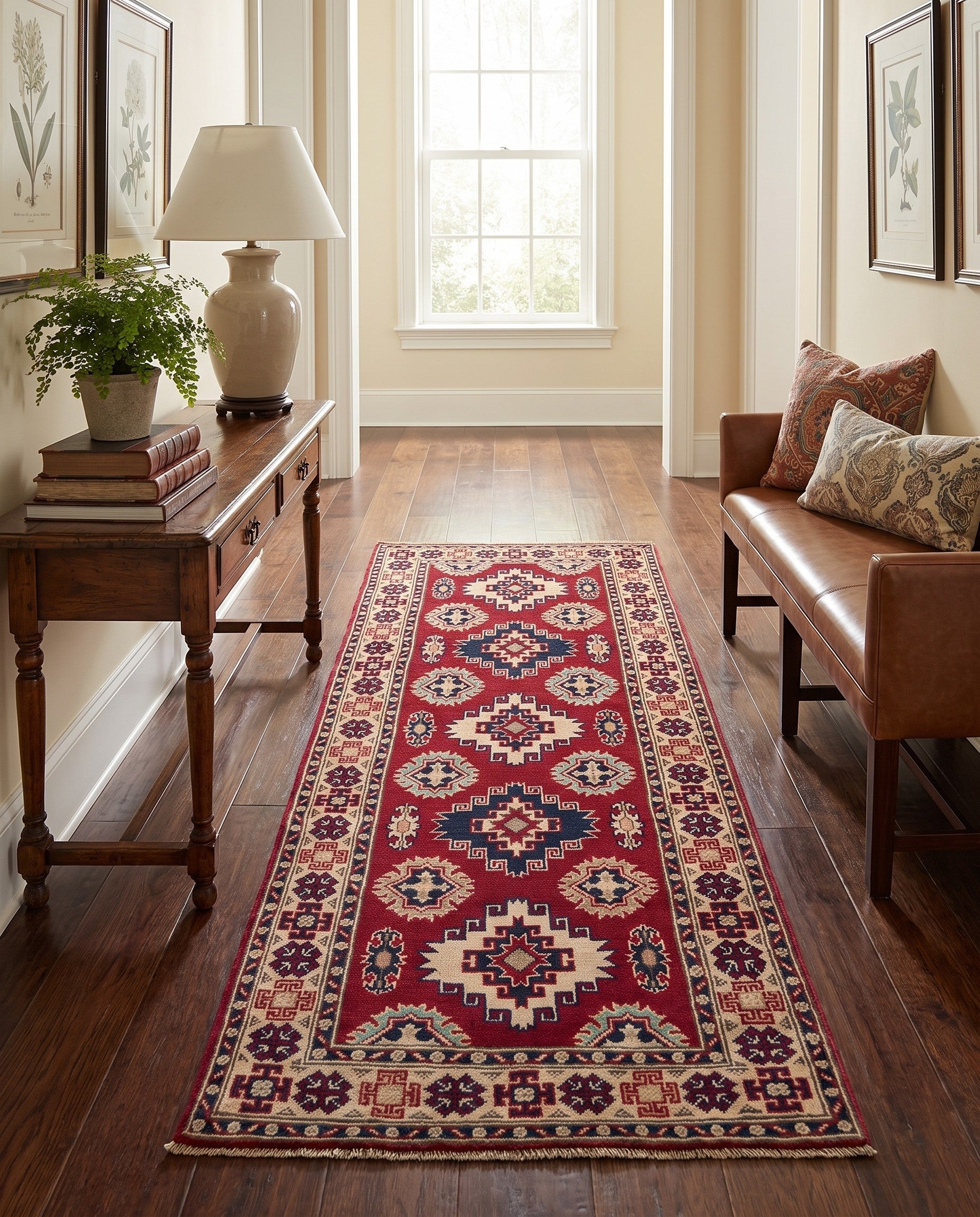85cm x 200cm Hand Knotted Kazak Runner Rug