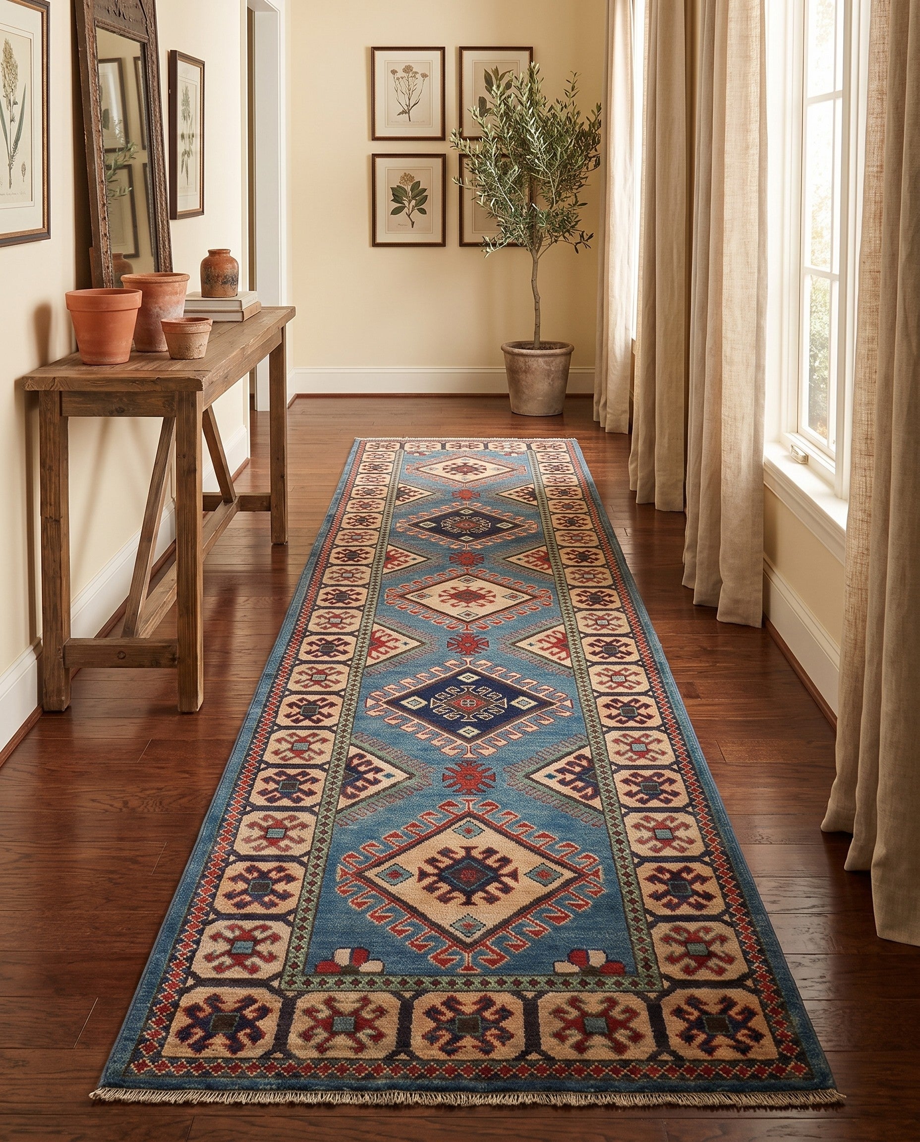 2' 9 x 9' 9 Hand Knotted Kazak Runner Rug