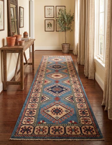 2' 9 x 9' 9 Hand Knotted Kazak Runner Rug