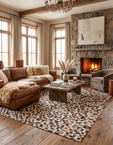 5' 1 x 8' Cowhide Leather Rug