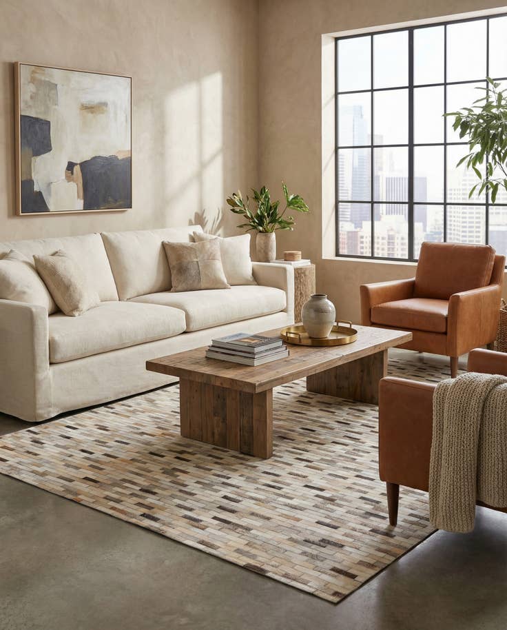 Detail image of 5' 9 x 7' 11 Cowhide Stocks Rug