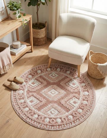 Pink Boho Round Rug