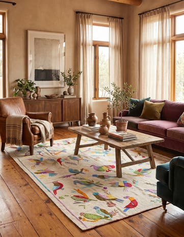 5' 6 x 6' 6 Hand Woven Kilim Suzani Wool Square Rug