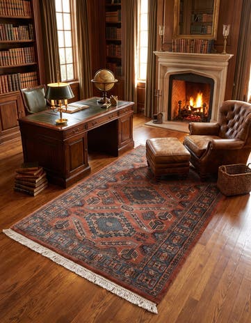 4' 3 x 5' 8 Hand Knotted Bokhara Oriental Wool Rug
