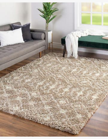 Light Brown Moroccan Trellis Shag Rug