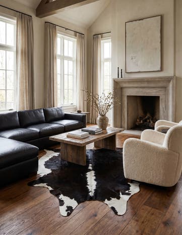 5' 11 x 6' 4 Cowhide Leather Square Rug