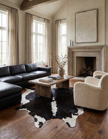 5' 11 x 6' 4 Cowhide Leather Square Rug