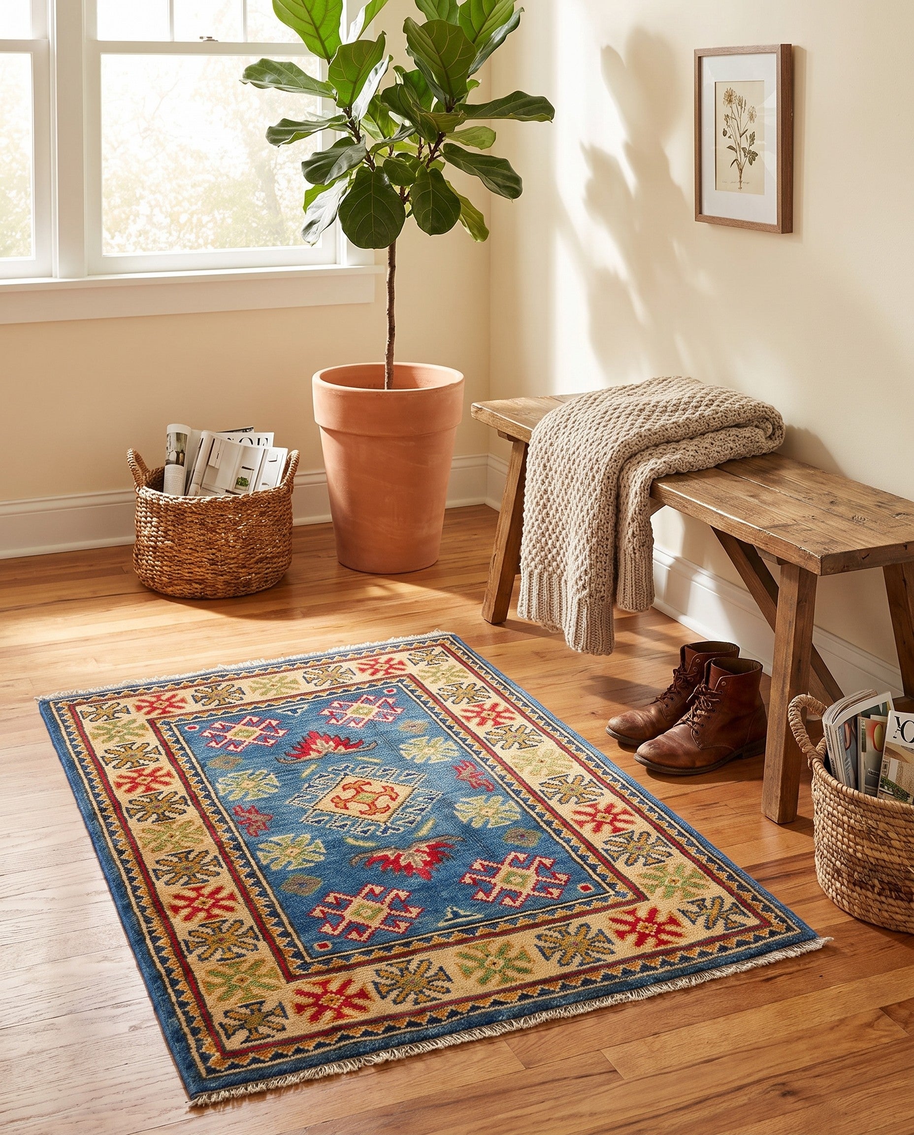 2' 1 x 2' 11 Hand Knotted Kazak Rug