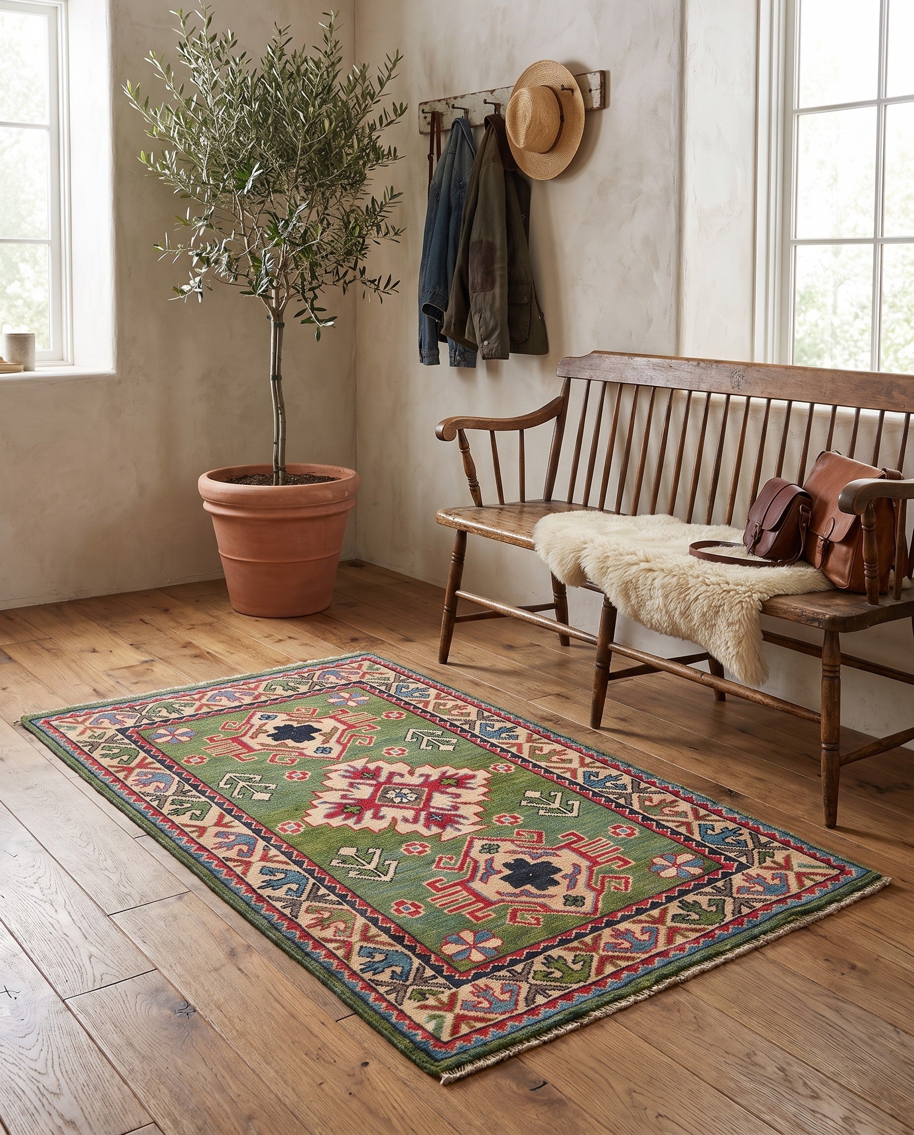 2' 7 x 4' Hand Knotted Kazak Rug