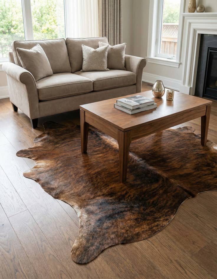 Detail image of 5' 8 x 6' 2 Cowhide Leather Square Rug