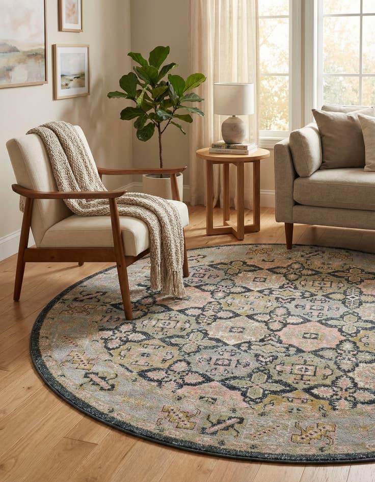 Detail image of 7' 10 x 7' 10 Kamala Washable Round Rug