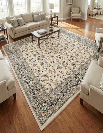 Ivory Nain Design Square Rug