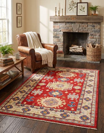 3' 5 x 4' 11 Hand Knotted Kazak Rug