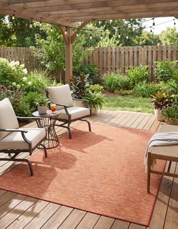 Terracotta Easy-Clean Solid Indoor / Outdoor Rug