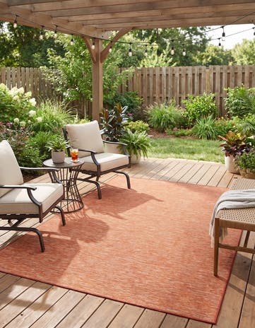 Terracotta Easy-Clean Solid Indoor / Outdoor Rug