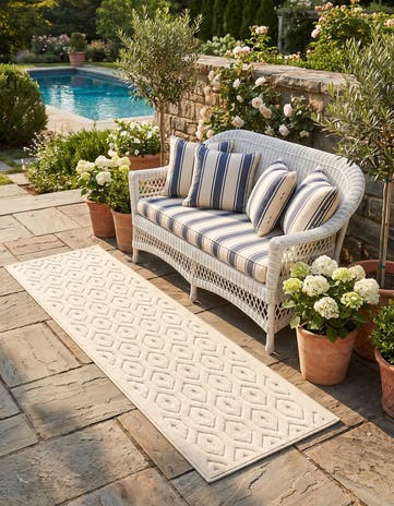 2' x 7' Easy-Clean Trellis Textured Indoor / Outdoor Runner Rug