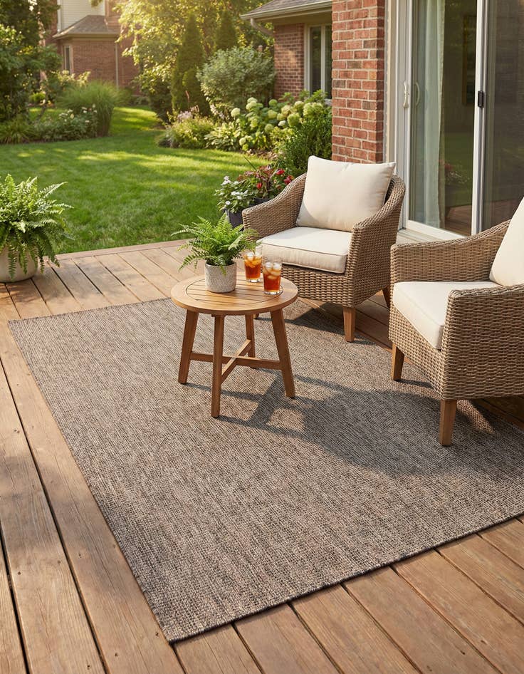 Detail image of 5' 3 x 8' Washable Solid Indoor / Outdoor Rug