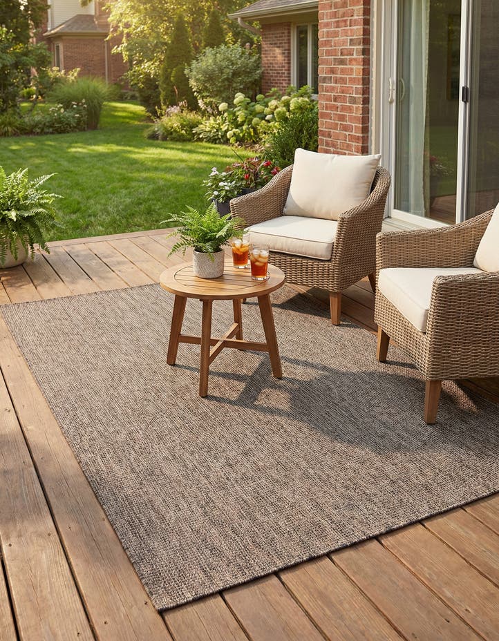 5' 3 x 8' Easy-Clean Solid Indoor / Outdoor ...