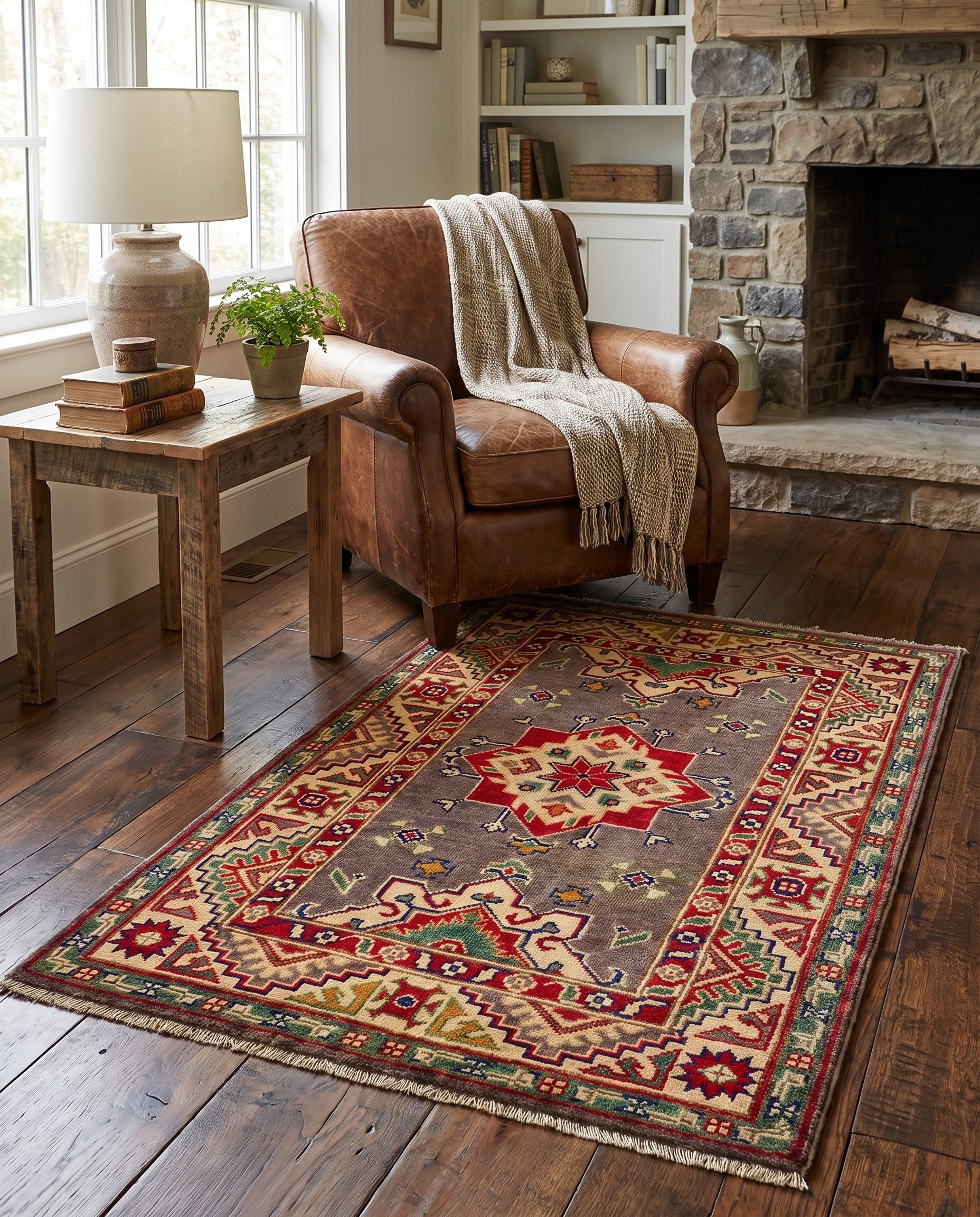 2' 7 x 4' 3 Hand Knotted Kazak Rug