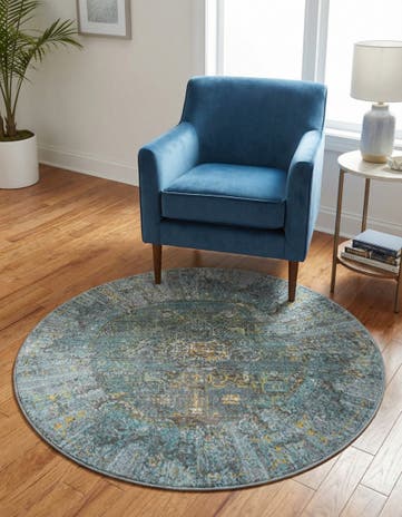 Turquoise Santiago Round Rug