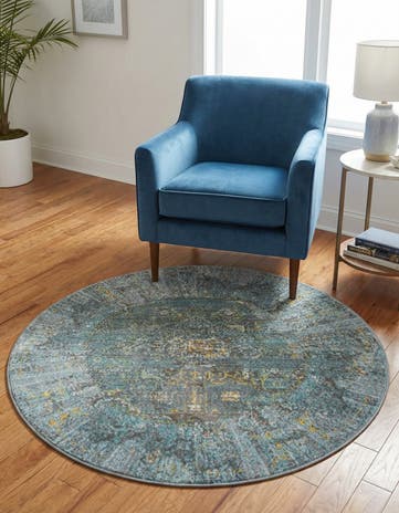 Turquoise Santiago Round Rug