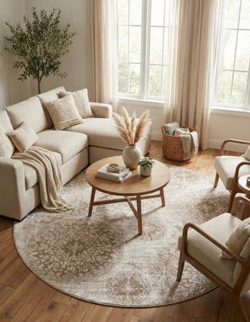 Beige Monte Carlo Round Rug