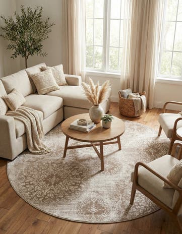 Beige Monte Carlo Round Rug