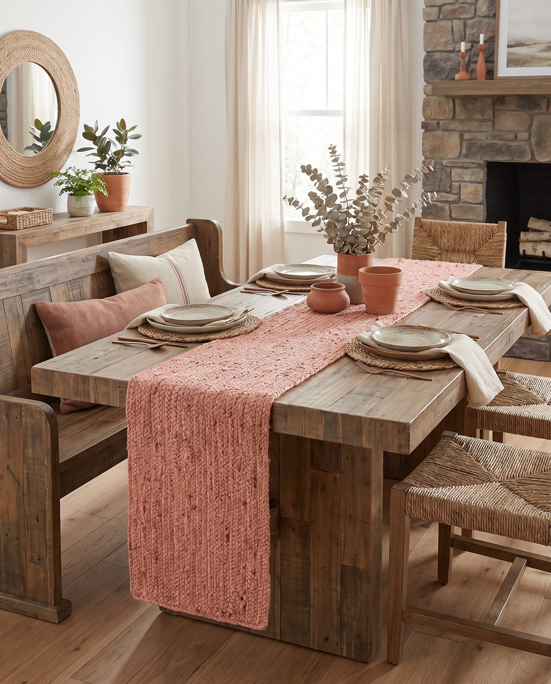 1' 2 x 8' Handmade Braided Jute Table Runner Rug