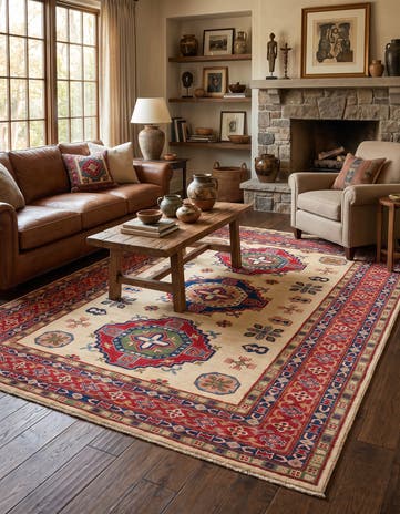 6' 7 x 9' 6 Hand Knotted Kazak Rug
